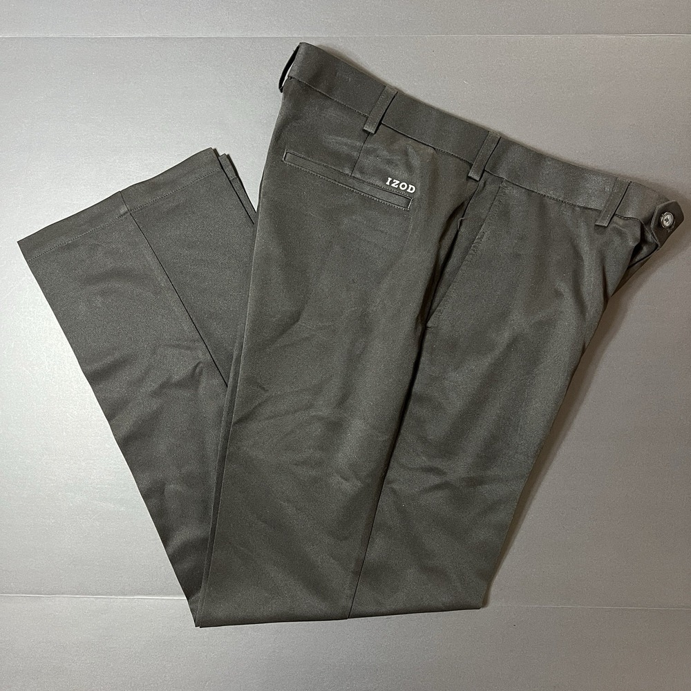 Izod Golf Pants Mens 34x32 Black Performance Casual Chino Preppy Business